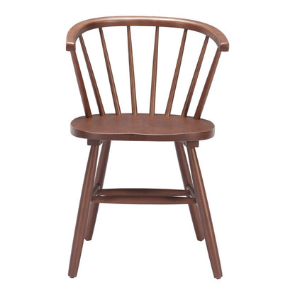 Set of Two Walnut And Brown Solid Wood Windsor Back Dining Side Chairs HomeRoots