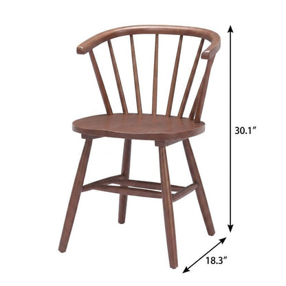 Set of Two Walnut And Brown Solid Wood Windsor Back Dining Side Chairs HomeRoots