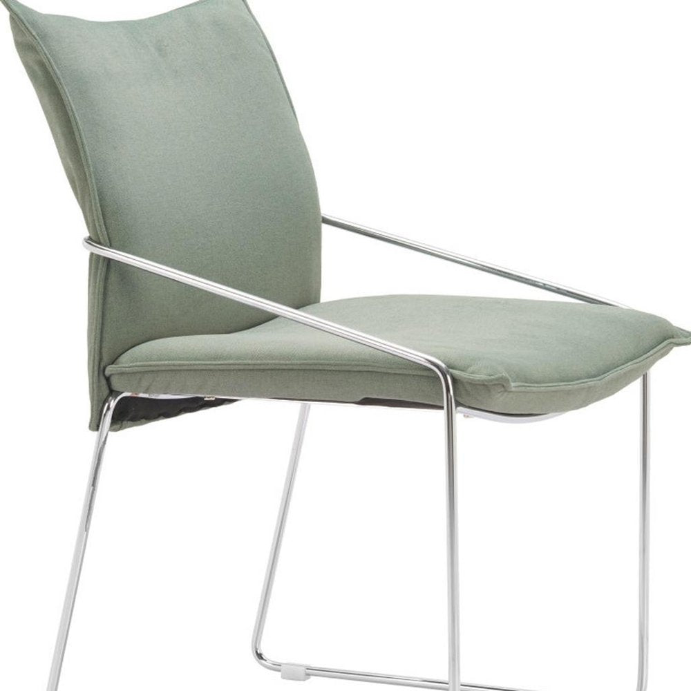 Set of Two Green And Silver Faux Linen And Wood Dining Side Chairs — view 12