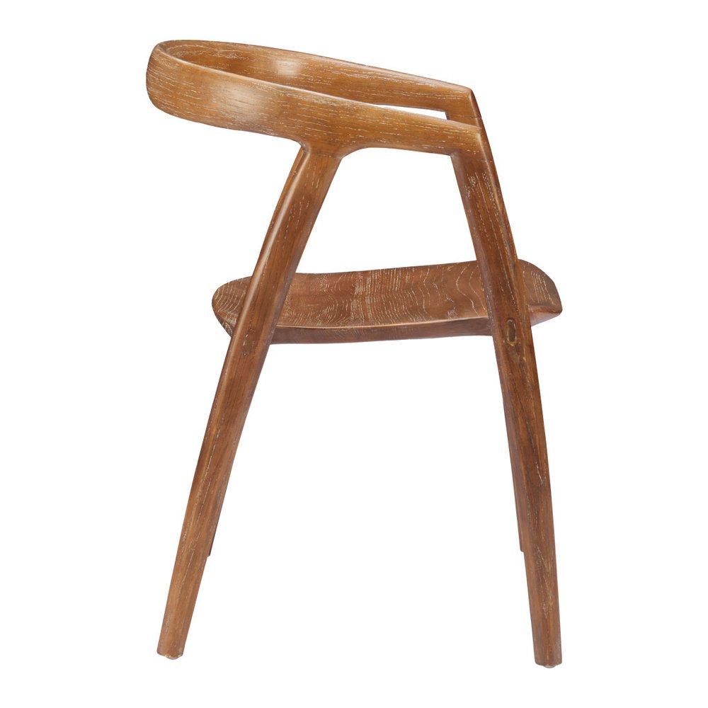 Set of Two Walnut And Brown Solid Wood Open Back Dining Arm Chairs HomeRoots