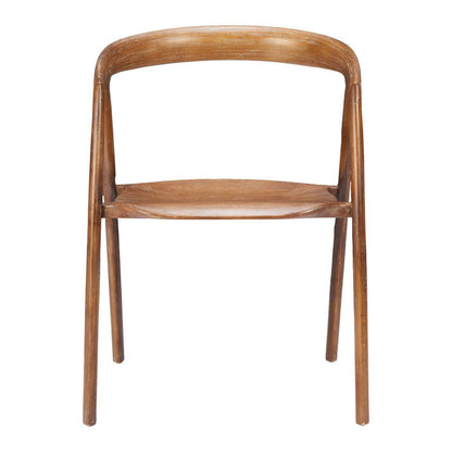 Set of Two Walnut And Brown Solid Wood Open Back Dining Arm Chairs HomeRoots