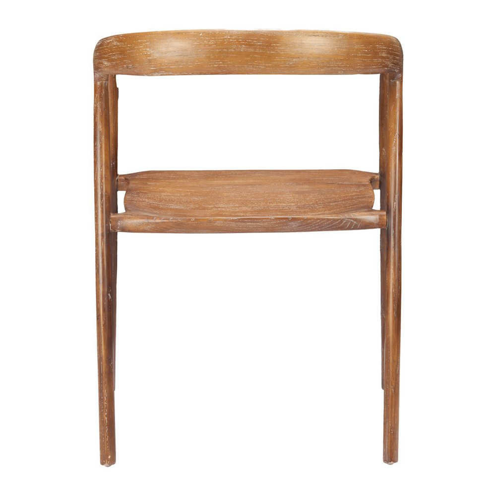 Set of Two Walnut And Brown Solid Wood Open Back Dining Arm Chairs HomeRoots