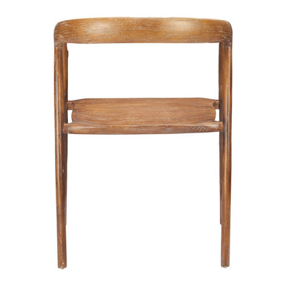 Set of Two Walnut And Brown Solid Wood Open Back Dining Arm Chairs HomeRoots