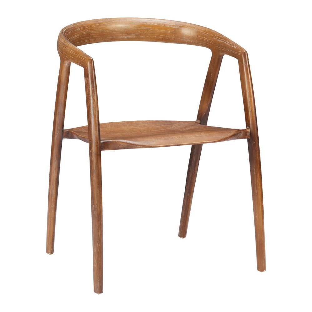 Set of Two Walnut And Brown Solid Wood Open Back Dining Arm Chairs HomeRoots