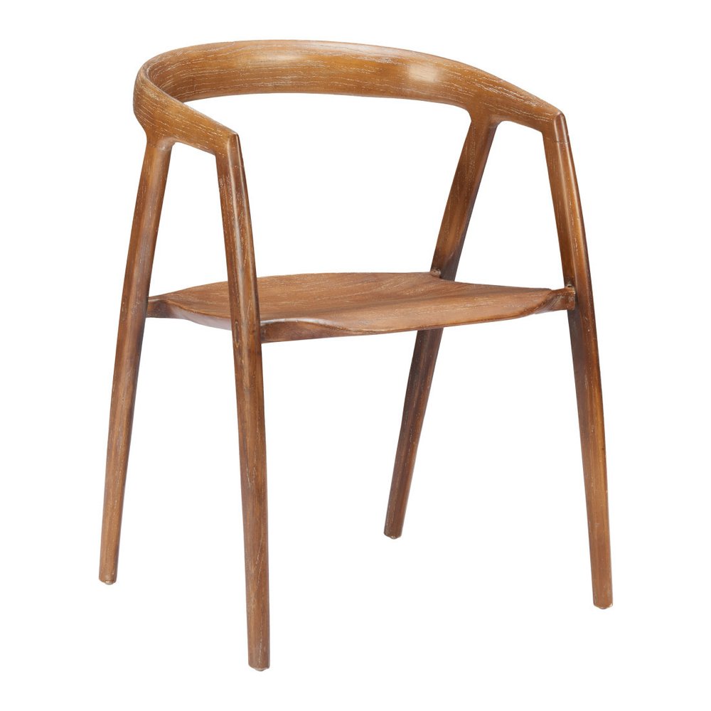 Set of Two Walnut And Brown Solid Wood Open Back Dining Arm Chairs — view 5