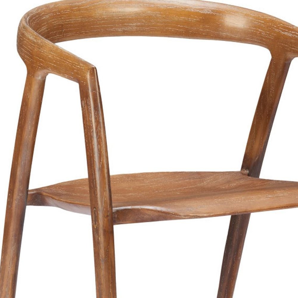 Set of Two Walnut And Brown Solid Wood Open Back Dining Arm Chairs — view 9