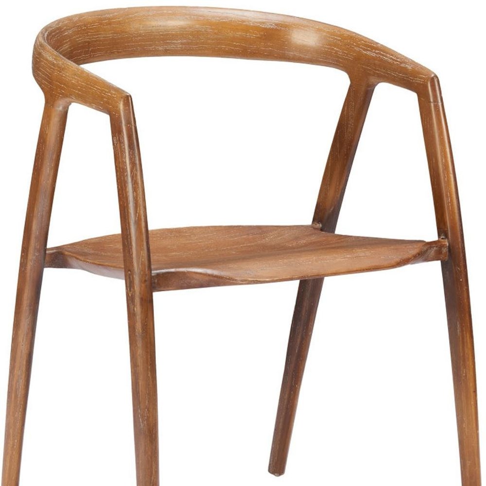 Set of Two Walnut And Brown Solid Wood Open Back Dining Arm Chairs HomeRoots