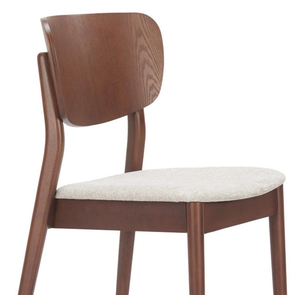 Set of Two Gray And Natural Faux Linen And Wood Open Back Dining Side Chairs HomeRoots
