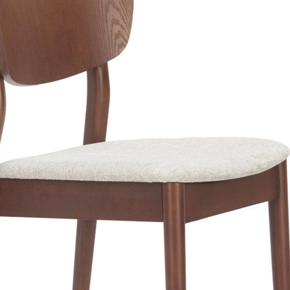 Set of Two Gray And Natural Faux Linen And Wood Open Back Dining Side Chairs HomeRoots