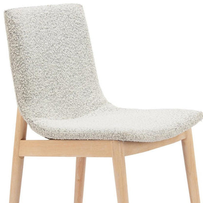 Set of Two Gray And Natural Fabric And Solid Wood Dining Side Chairs HomeRoots