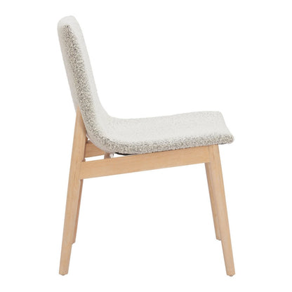 Set of Two Gray And Natural Fabric And Solid Wood Dining Side Chairs HomeRoots