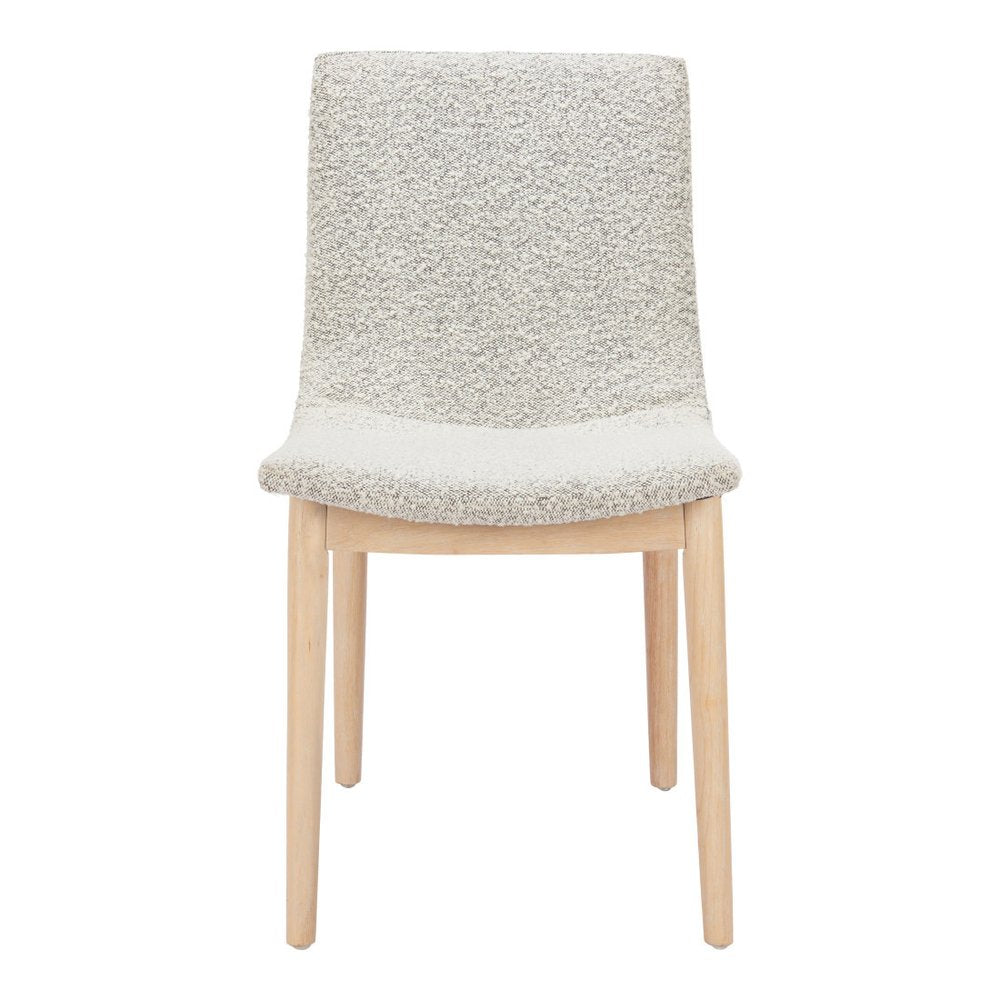 Set of Two Gray And Natural Fabric And Solid Wood Dining Side Chairs HomeRoots