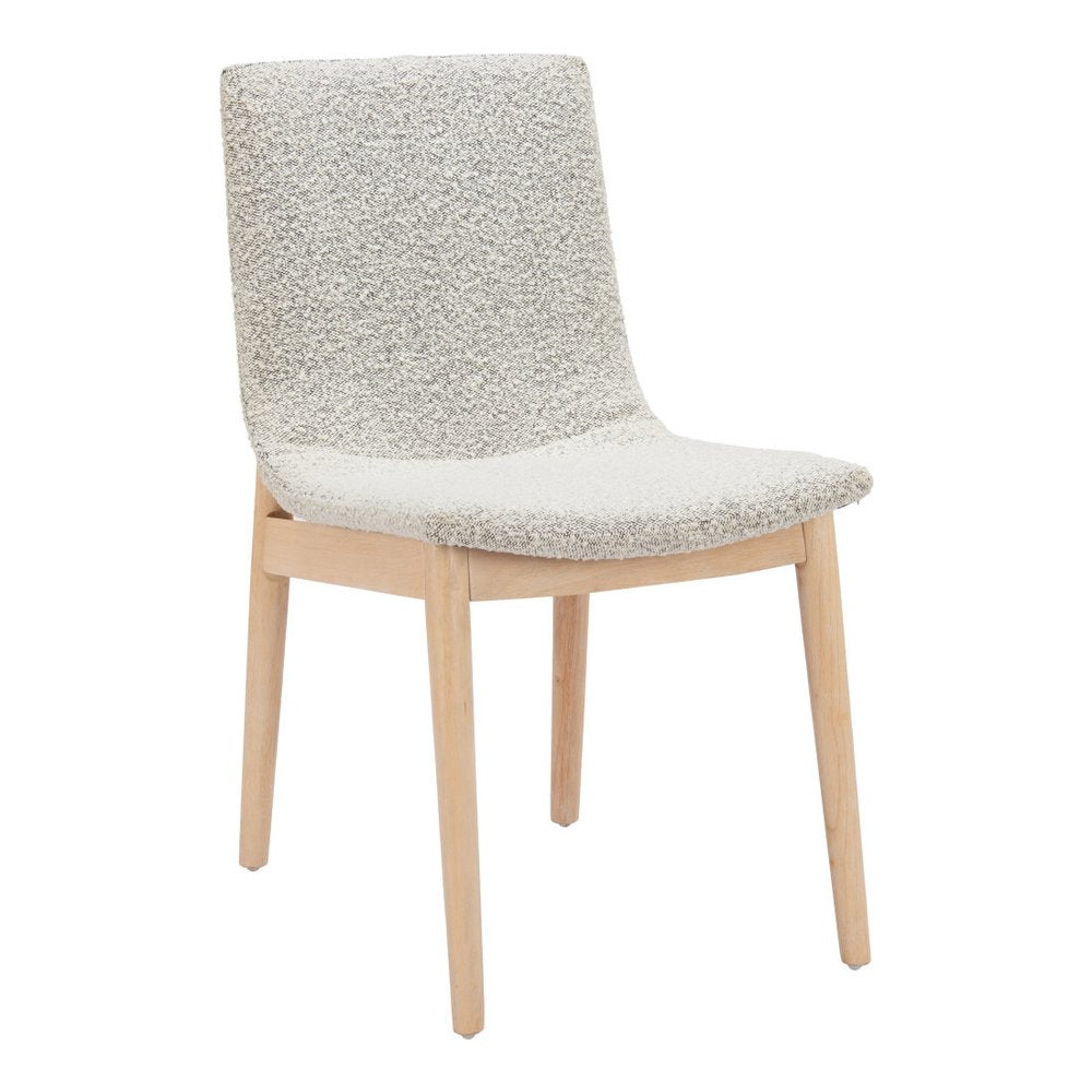 Set of Two Gray And Natural Fabric And Solid Wood Dining Side Chairs — view 3