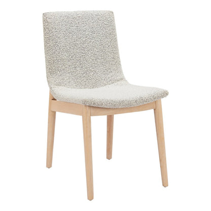 Set of Two Gray And Natural Fabric And Solid Wood Dining Side Chairs HomeRoots