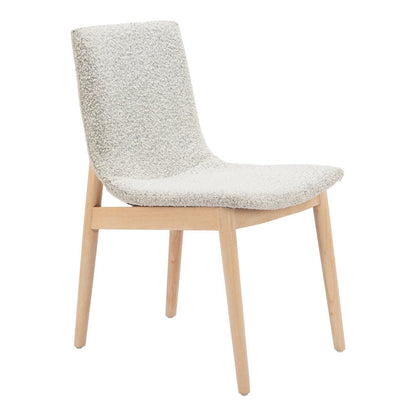 Set of Two Gray And Natural Fabric And Solid Wood Dining Side Chairs HomeRoots