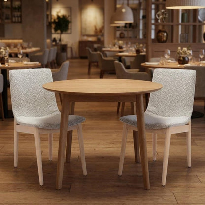 Set of Two Gray And Natural Fabric And Solid Wood Dining Side Chairs HomeRoots