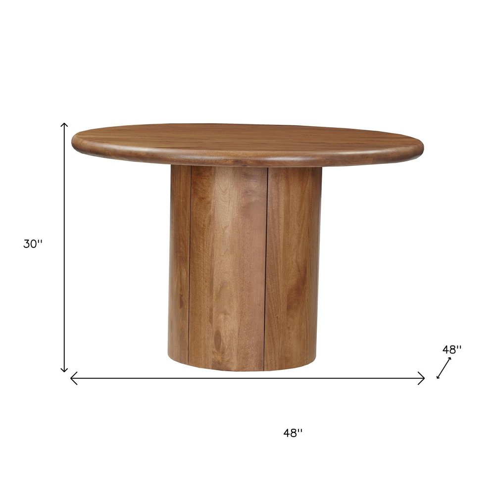 Five Piece Brown Round Solid Wood Dining Set with Four Chairs HomeRoots