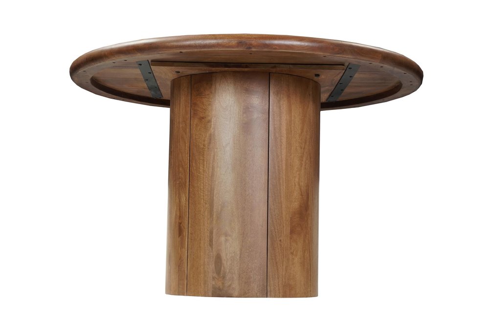Five Piece Brown Round Solid Wood Dining Set with Four Chairs HomeRoots