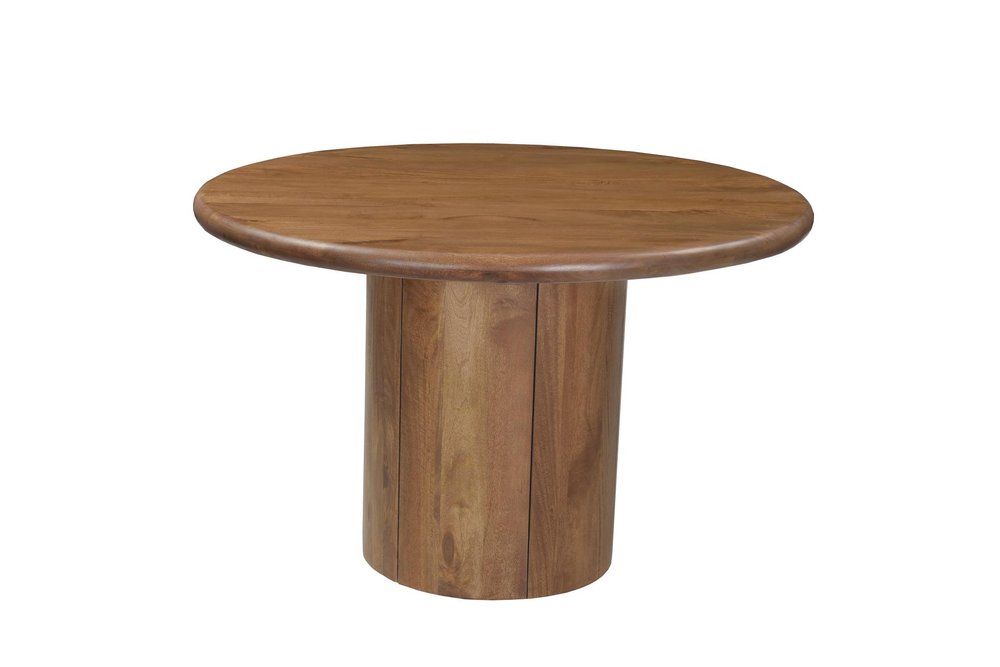 Five Piece Brown Round Solid Wood Dining Set with Four Chairs HomeRoots