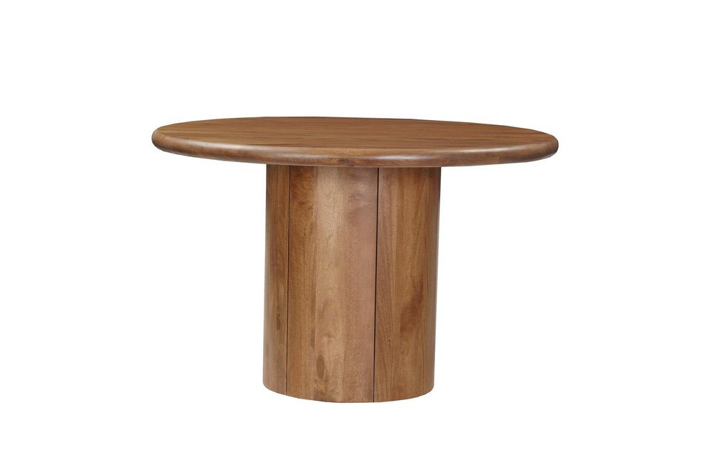 Five Piece Brown Round Solid Wood Dining Set with Four Chairs HomeRoots