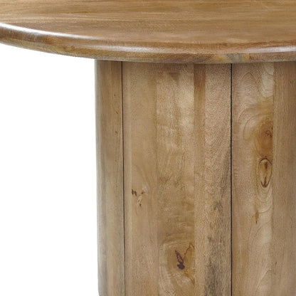 Five Piece Brown Round Solid Wood Dining Set with Four Chairs HomeRoots