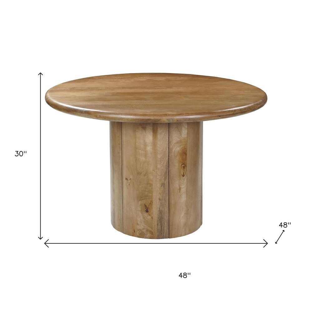 Five Piece Brown Round Solid Wood Dining Set with Four Chairs HomeRoots