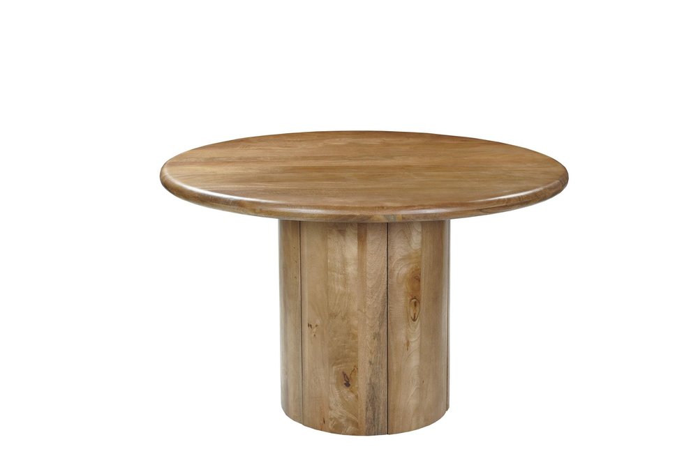Five Piece Brown Round Solid Wood Dining Set with Four Chairs HomeRoots