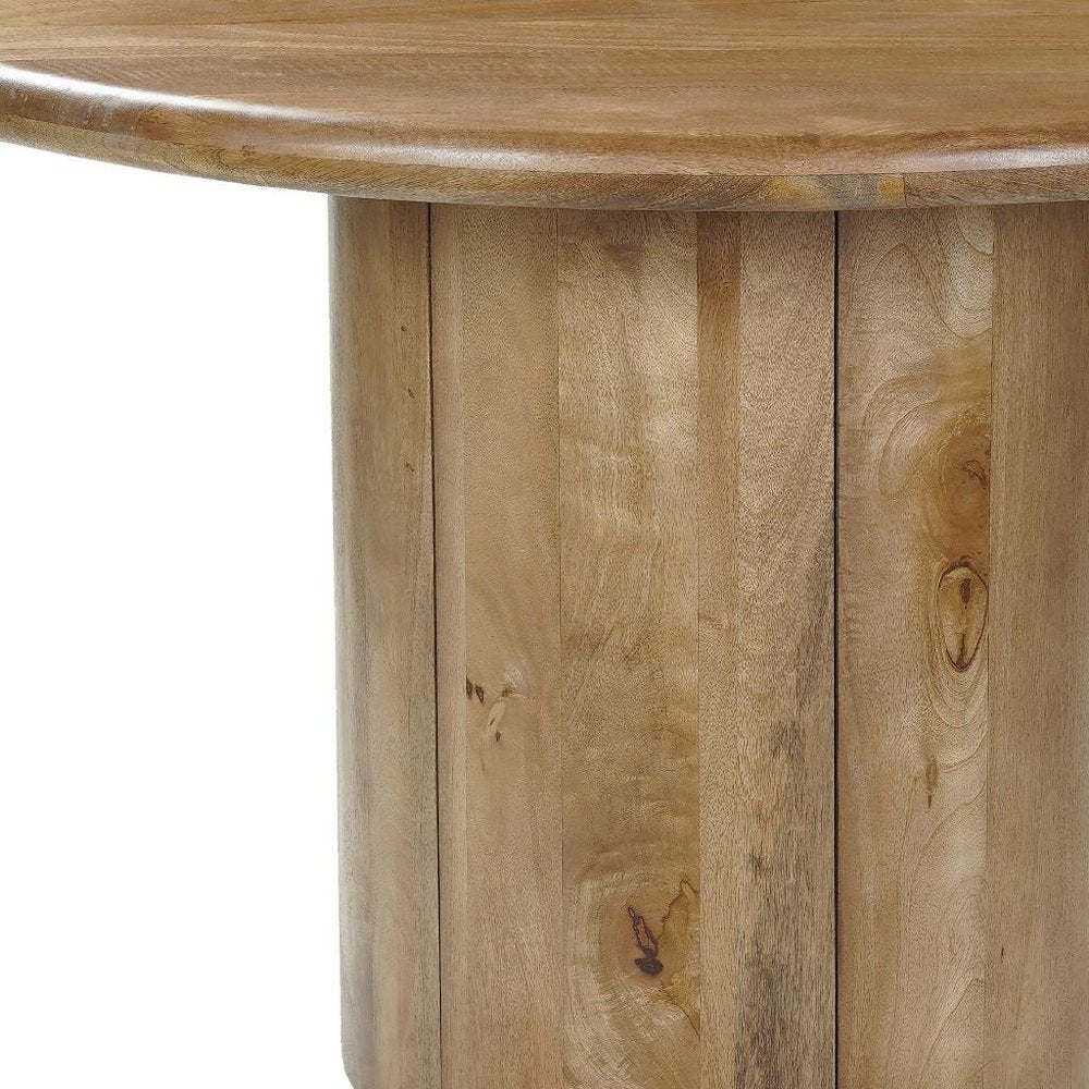 Five Piece Brown Round Solid Wood Dining Set with Four Chairs HomeRoots