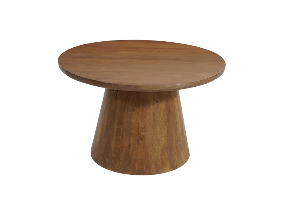 Five Piece Brown Round Solid Wood Dining Set with Four Chairs HomeRoots