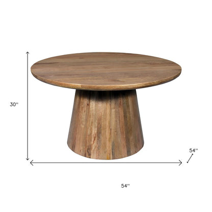 Five Piece Brown Round Solid Wood Dining Set with Four Chairs HomeRoots