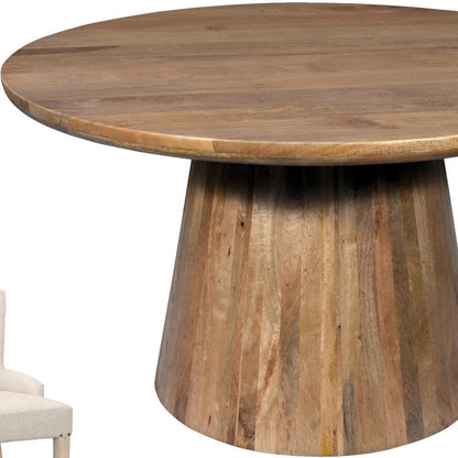 Five Piece Brown Round Solid Wood Dining Set with Four Chairs HomeRoots