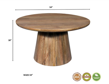 Five Piece Brown Round Solid Wood Dining Set with Four Chairs HomeRoots