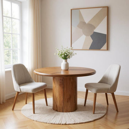 48" Brown Solid Wood Pedestal Base Round Top Dining Table HomeRoots