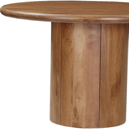 48" Brown Solid Wood Pedestal Base Round Top Dining Table HomeRoots