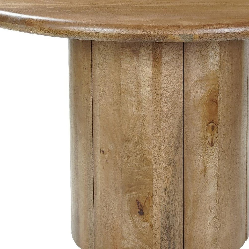 48" Natural Solid Wood Pedestal Base Round Top Dining Table HomeRoots