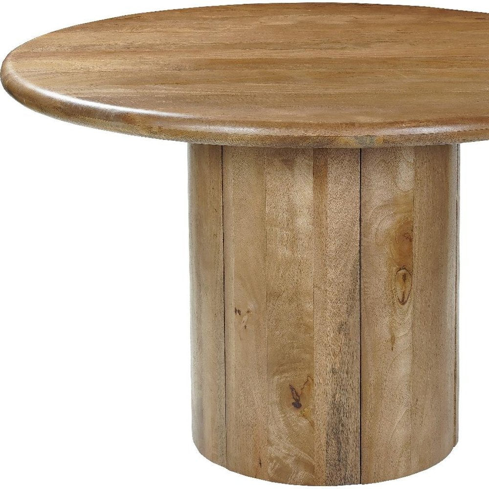 48" Natural Solid Wood Pedestal Base Round Top Dining Table HomeRoots