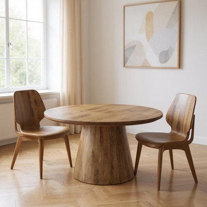 54" Brown Solid Wood Pedestal Base Round Top Dining Table HomeRoots