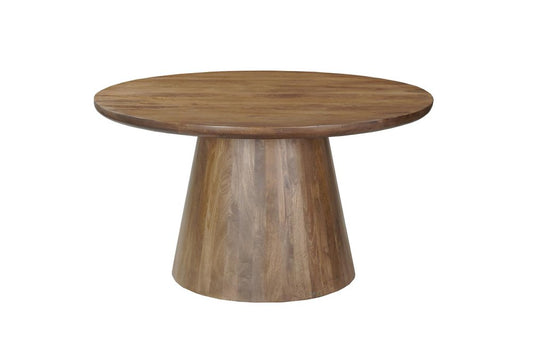 54" Brown Solid Wood Pedestal Base Round Top Dining Table HomeRoots