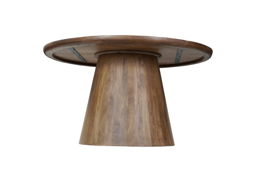 54" Brown Solid Wood Pedestal Base Round Top Dining Table HomeRoots