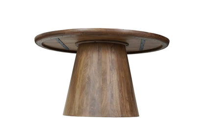 54" Brown Solid Wood Pedestal Base Round Top Dining Table HomeRoots