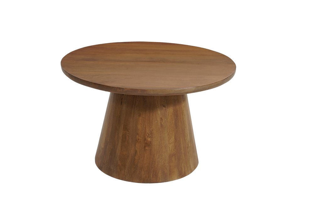 54" Brown Solid Wood Pedestal Base Round Top Dining Table HomeRoots