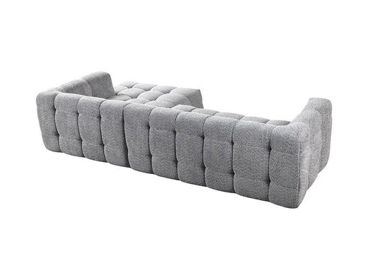 Light Gray Boucle L Shaped Two Piece Sofa and Chaise Sectional With Toss Pillows HomeRoots