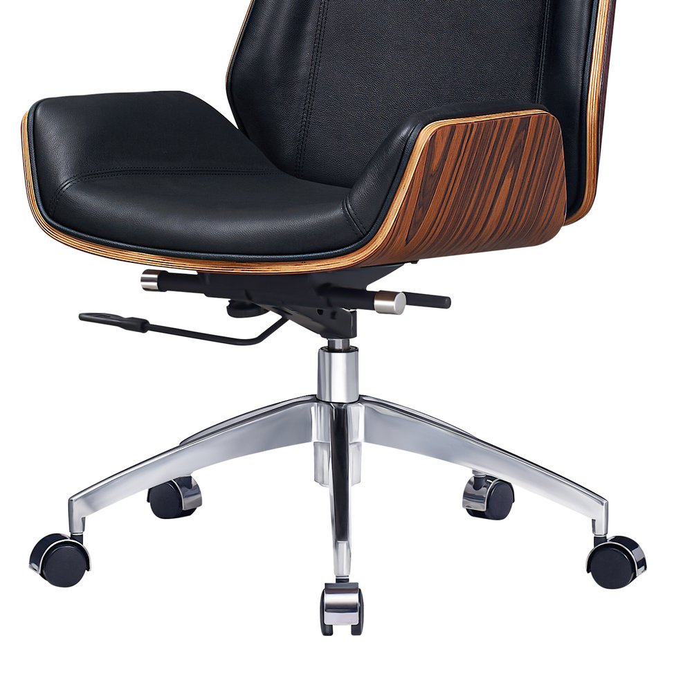 Black Rosewood and Silver Adjustable Height Swivel Rolling Executive Office Chair HomeRoots