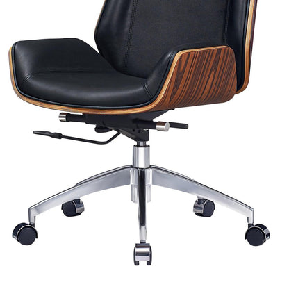 Black Rosewood and Silver Adjustable Height Swivel Rolling Executive Office Chair HomeRoots