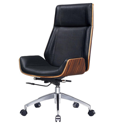Black Rosewood and Silver Adjustable Height Swivel Rolling Executive Office Chair HomeRoots