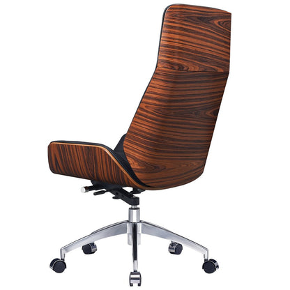 Black Rosewood and Silver Adjustable Height Swivel Rolling Executive Office Chair HomeRoots