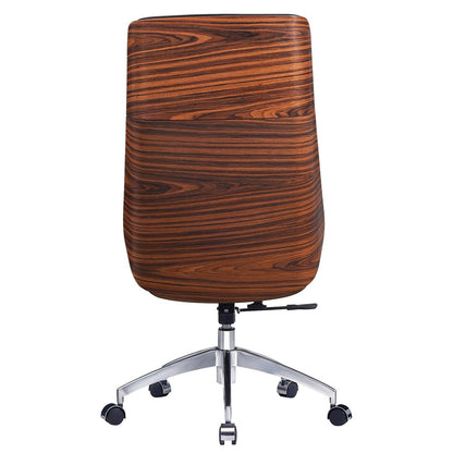 Black Rosewood and Silver Adjustable Height Swivel Rolling Executive Office Chair HomeRoots