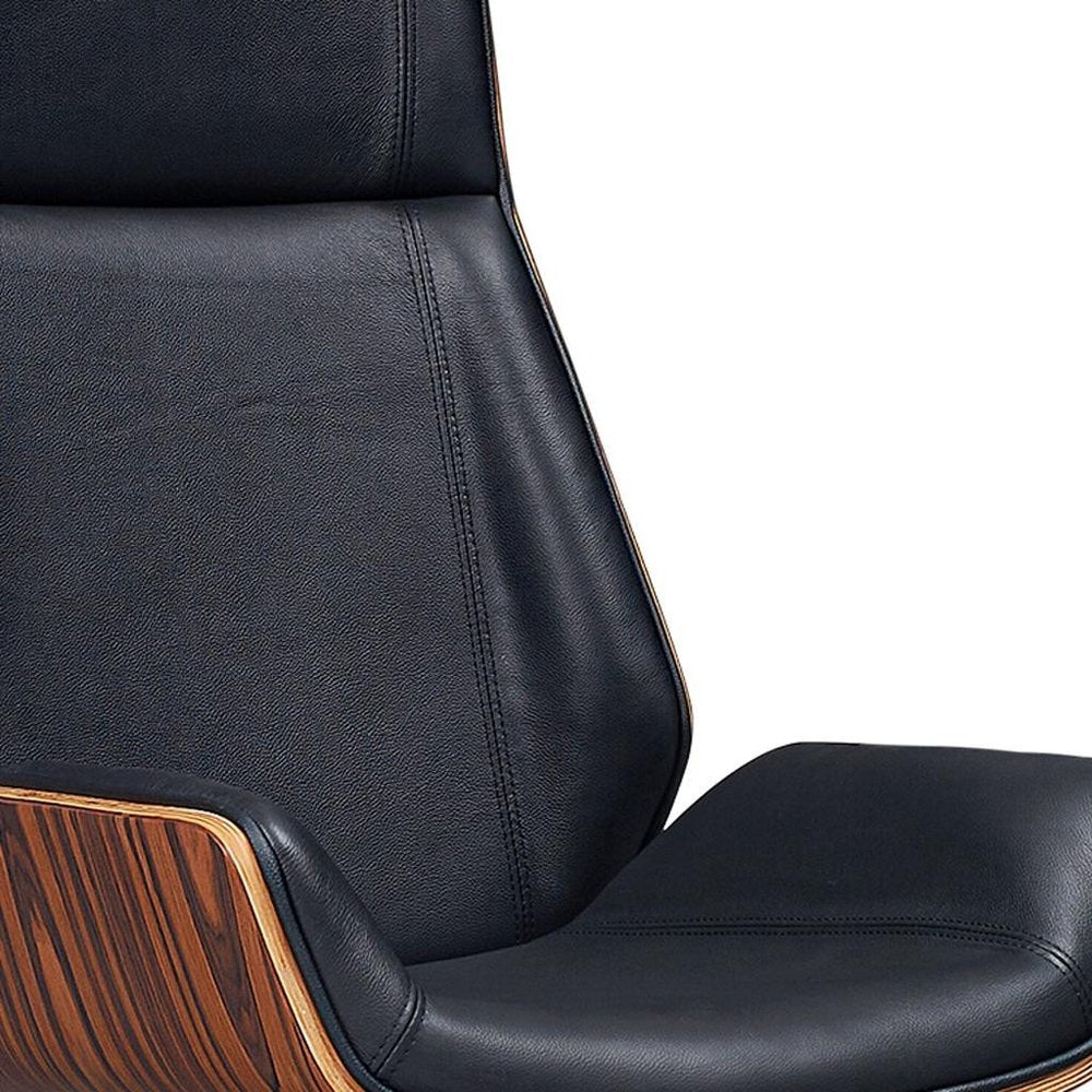 Black Rosewood and Silver Adjustable Height Swivel Rolling Executive Office Chair HomeRoots