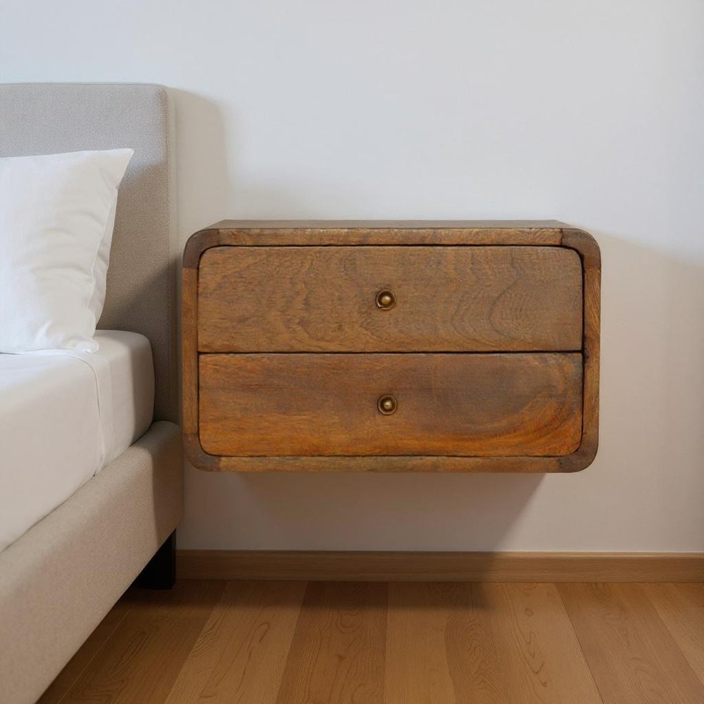 18" Brown Solid Wood Floating Nightstand HomeRoots