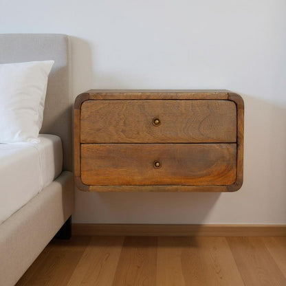 18" Brown Solid Wood Floating Nightstand HomeRoots